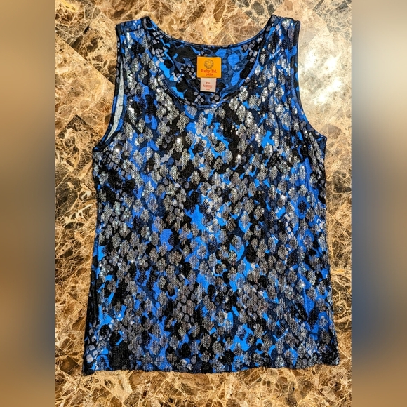 Ruby Rd. Tops - 5/$25 Ruby Rd Black/Blue Sequin Tank Top